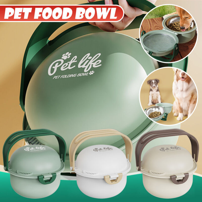 Petslova™ Portable Pet Bowl – Travel Folding Double Bowl