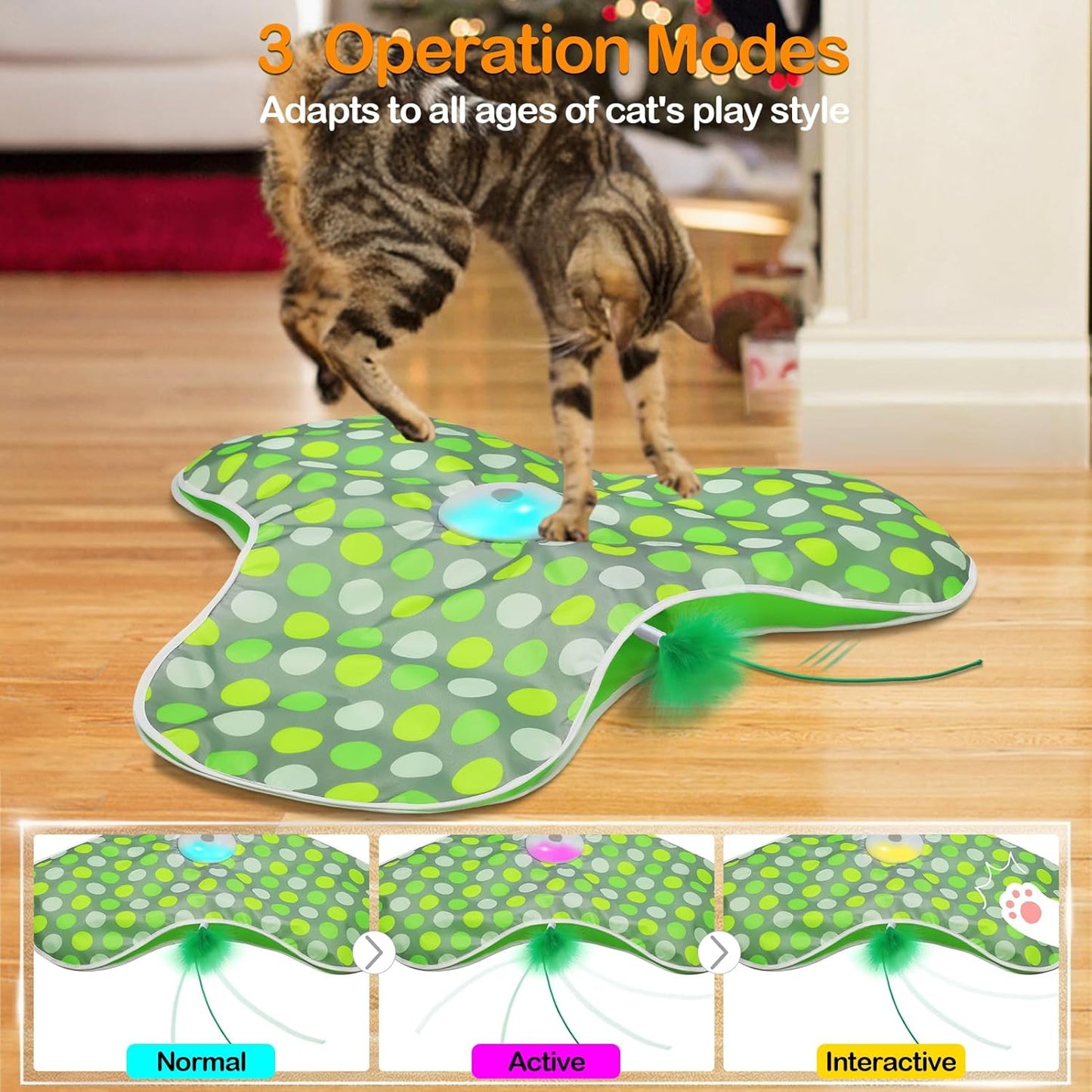 Petslova™ Rechargeable Interactive Cat Toy – Moving Feathers, Touch Activated, Rotating