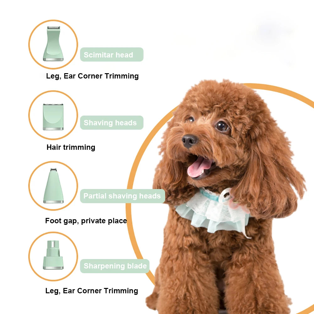 Petslova™ 4-in-1 Pet Grooming Kit – Dog Cat Clipper, Nail Grinder & Trimmer