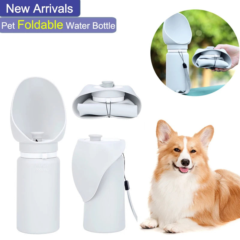 Petslova™ 550ml Portable Pet Water Bottle – Folding, Travel-Friendly, for Cats & Dogs