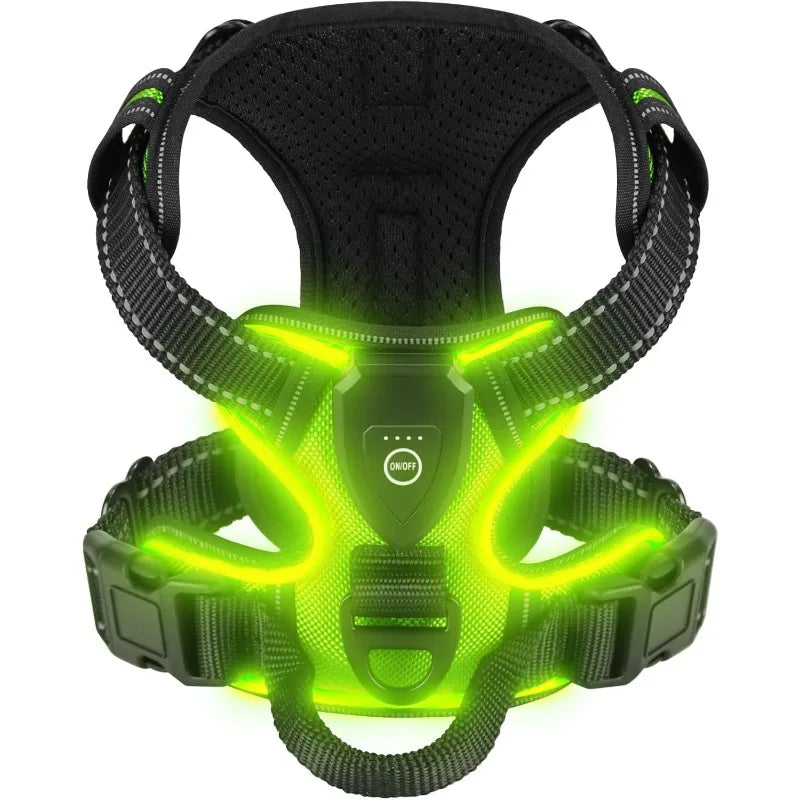 Petslova™ LED Dog Harness – Rechargeable, Three Light Modes for Night Safety