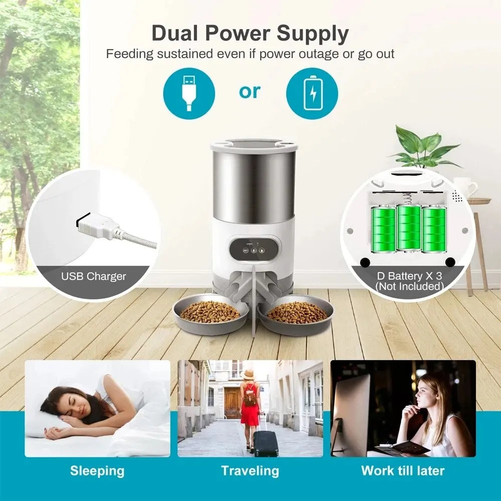 Petslova™ Smart Feeder Dual Meal Dispenser for Cats and Dogs