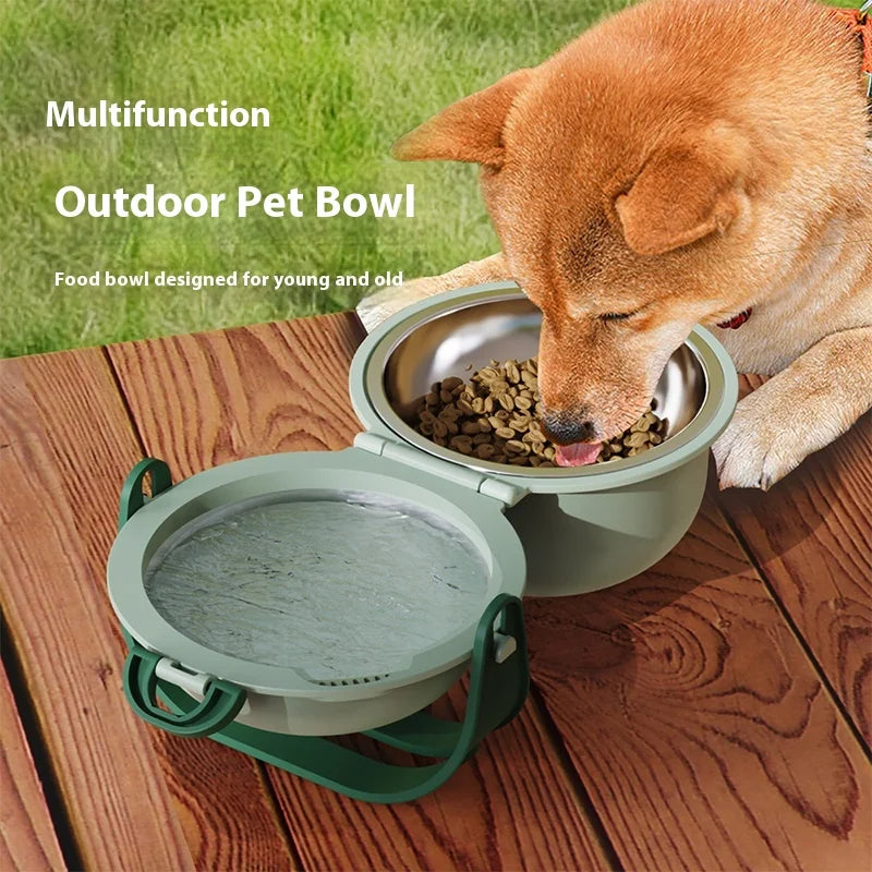 Petslova™ Portable Pet Bowl – Travel Folding Double Bowl