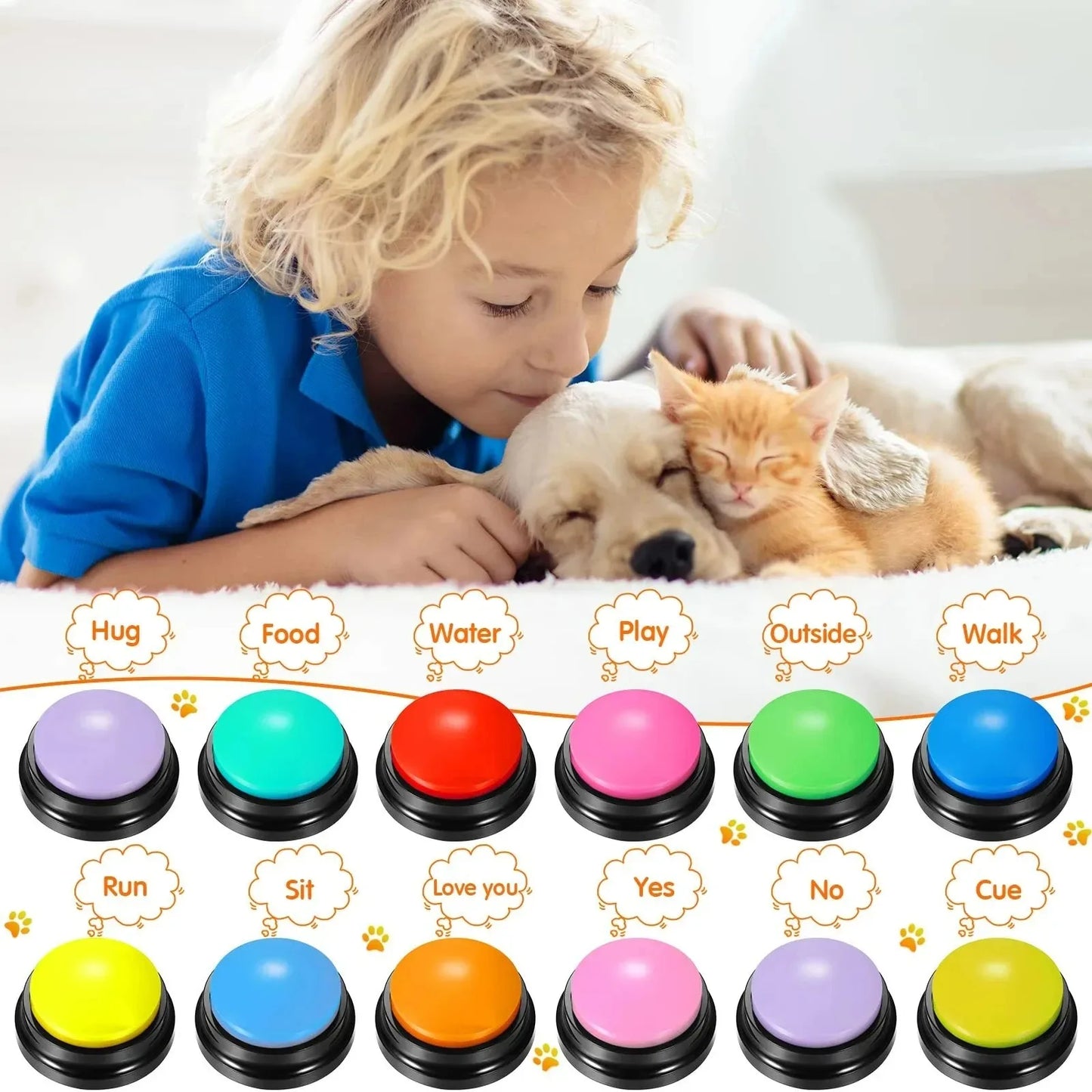 Petslova™ Dog Talking Buttons – 30s Recordable Training Buzzers for Pets