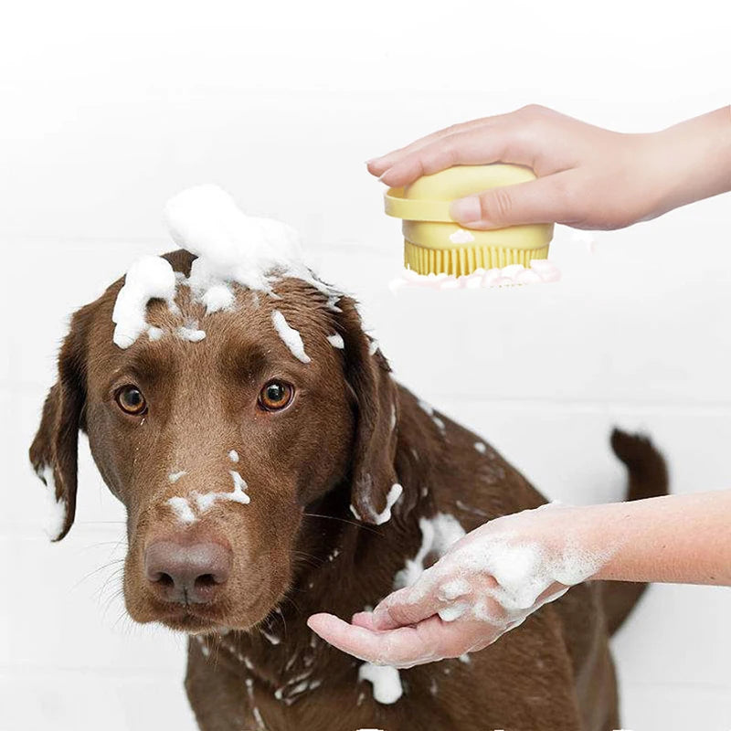 Petslova™ Silicone Pet Bath Brush – Massage & Liquid Dispenser