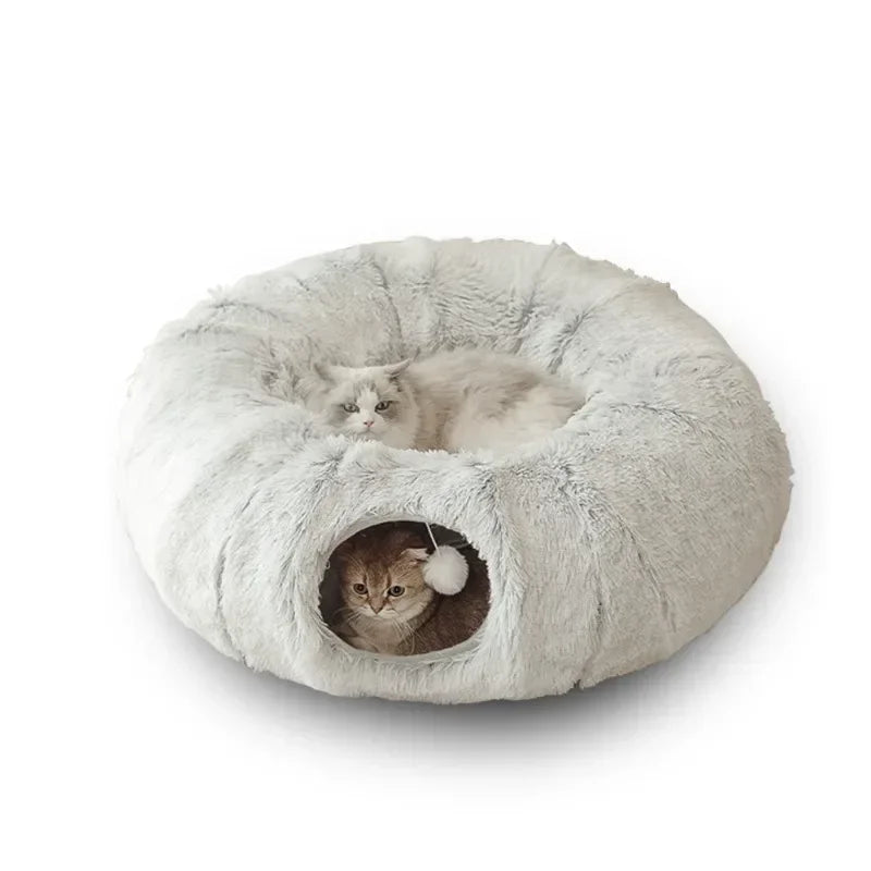 Petslova™ Plush Cat Bed with Tunnel for Indoor Cats