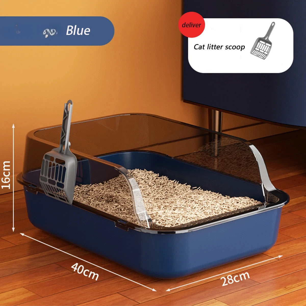 Petslova™ Semi-Enclosed Cat Litter Box – Splashproof & High-Sided