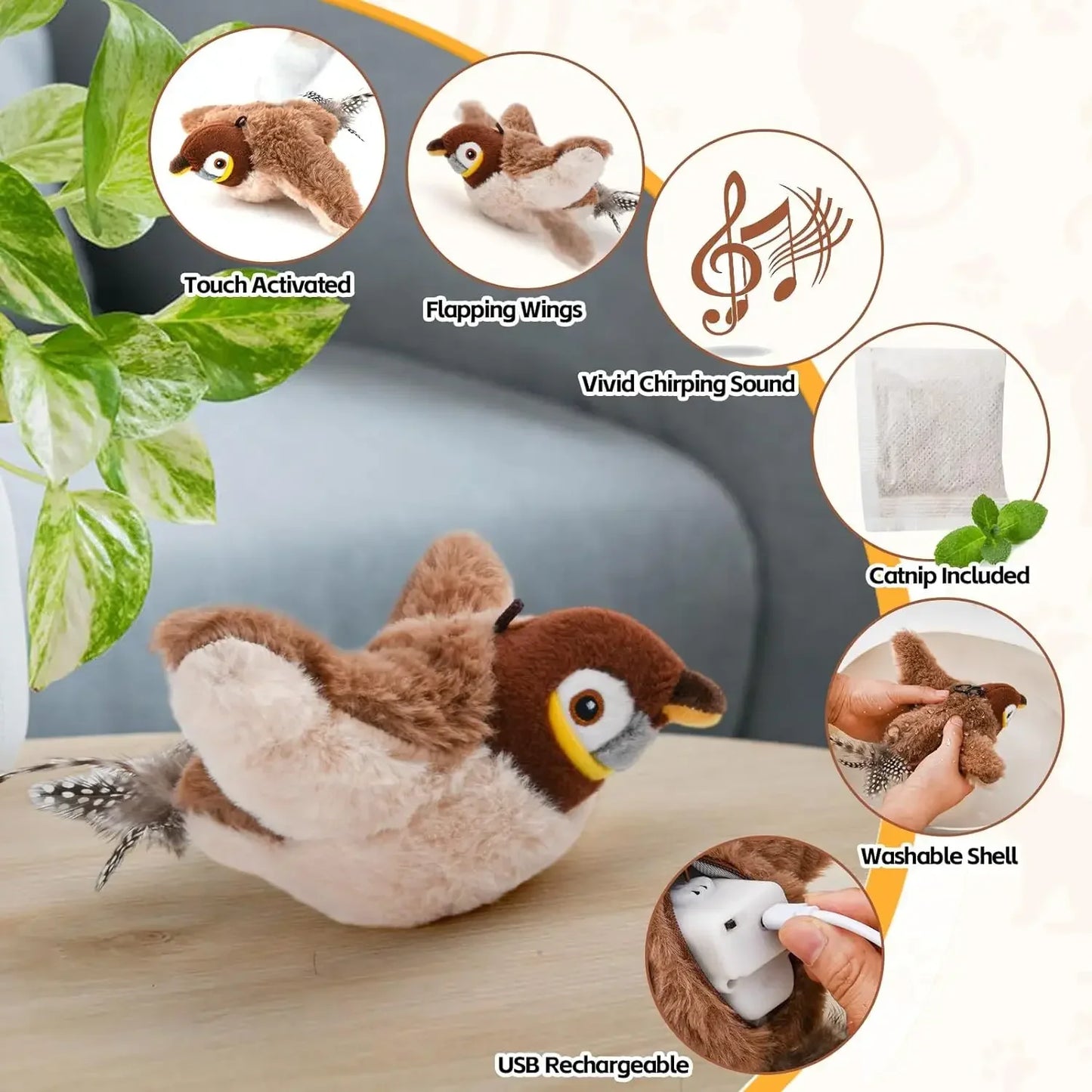 Petslova™ Interactive Chirping Bird Cat Toy