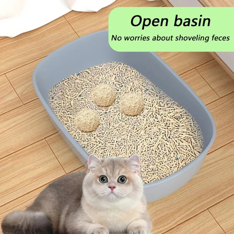 Petslova™ Semi-Enclosed Cat Litter Box – Splashproof & High-Sided