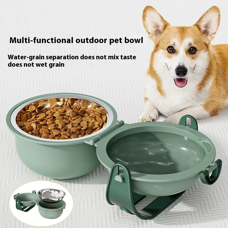 Petslova™ Portable Pet Bowl – Travel Folding Double Bowl