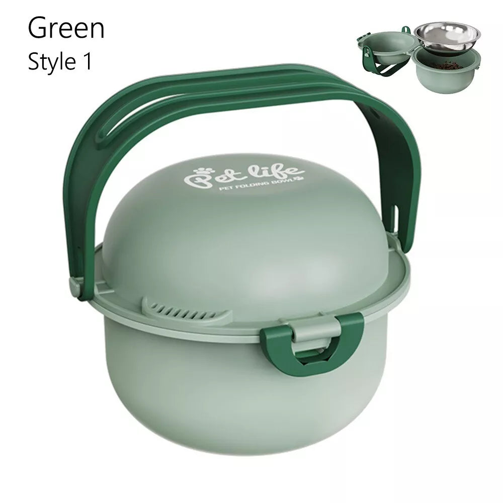 Petslova™ Portable Pet Bowl – Travel Folding Double Bowl